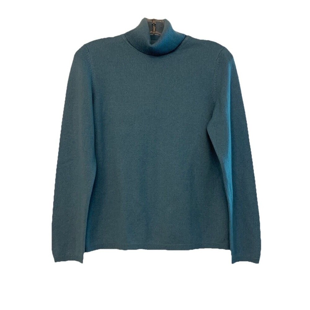 Charter Club 100% Cashmere Turtleneck Long Sleeve Sweater Top Blue Women’s Med